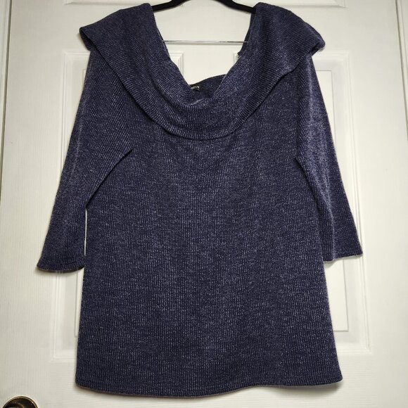 Lane Bryant - NEW - Blue Heathered Wide Cowl Neck Sweater - Size: 22/24 - Picture 3 of 6
